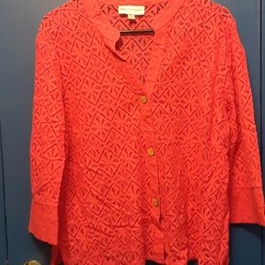 Rebecca Malone Lace long sleeve button down